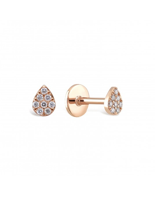 585 rausvo aukso mono piercing auskaras Lašelis su cirkoniais 4 × 3 mm | Aukseja.lt