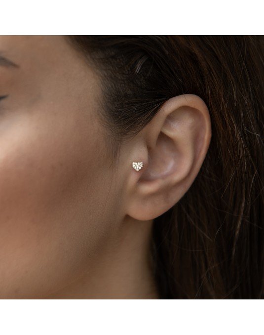 Mono auskaras - Širdelė su cirkoniais. Baltas auksas, praba 585 |Aukseja.lt