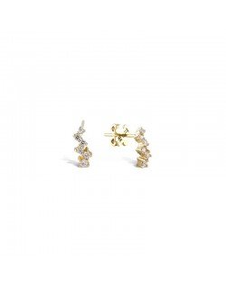 Minimalistiniai auksarai su cirkonio kristalais. Rausvas auksas, praba 585 | Aukseja.lt