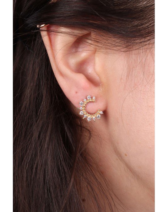 Minimalistiniai auksarai su Saulutės. Rausvas auksas, praba 585 | Aukseja.lt