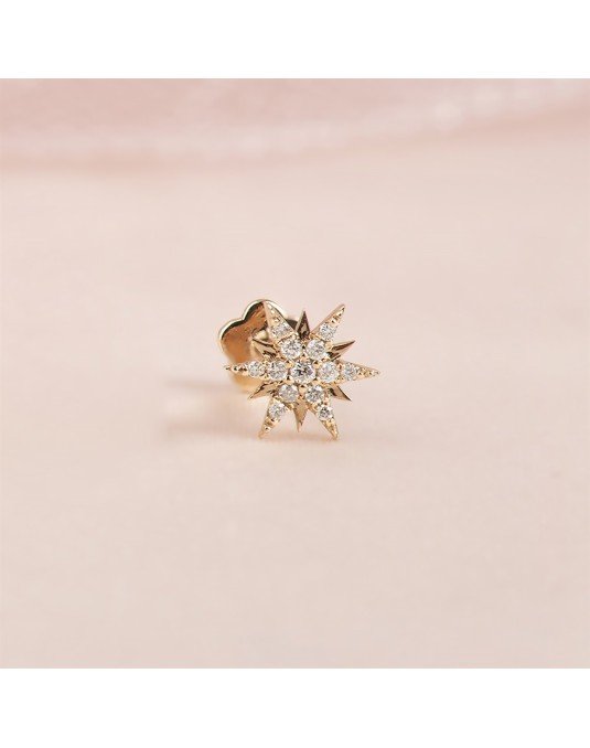 Mono auskaras - Snaigė su cirkoniais. Rausvas auksas, praba 585 |Aukseja.lt