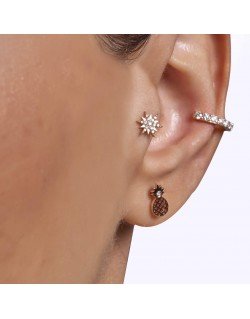 Mono auskaras - Snaigė su cirkoniais. Rausvas auksas, praba 585 |Aukseja.lt