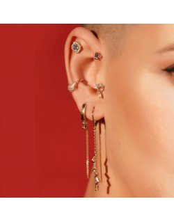 Mono auskaras į kremzle - Akutės su cirkonio kristalais. Piercing/Helix. Rausvas auksas, praba 585 | Aukseja.lt