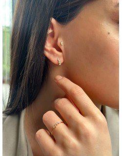 Minimalistiniai auksarai su cirkonio kristalais. Rausvas auksas, praba 585 | Aukseja.lt