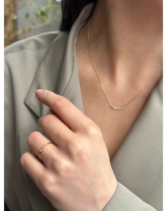 Minimalistiniai auksarai su cirkonio kristalais. Rausvas auksas, praba 585 | Aukseja.lt