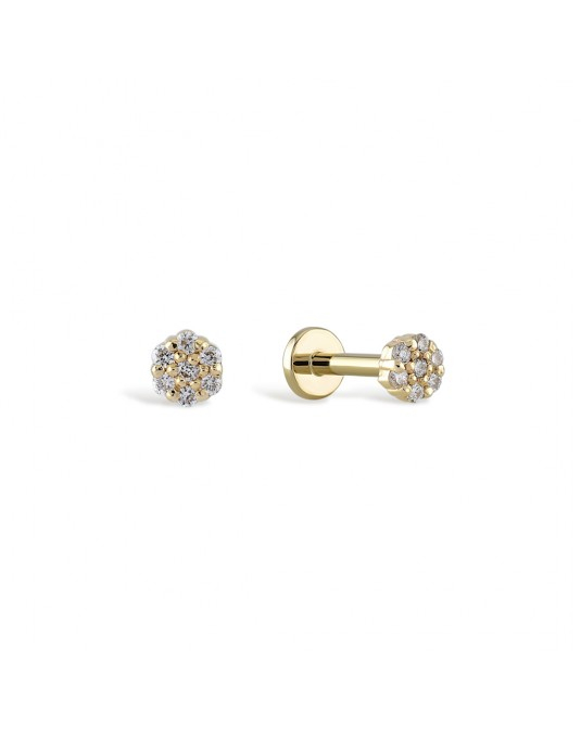 585 geltono aukso mono piercing auskaras Mini kristalų apskritimas su cirkoniais 3 mm | Aukseja.lt
