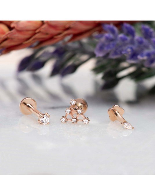 Mono auskaras -  Mini akutė Rausvas auksas, praba 585 | Aukseja.lt