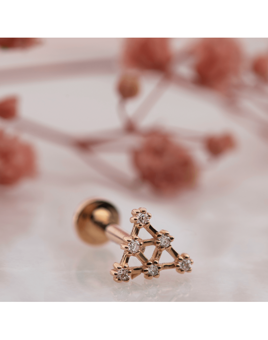 Mono auskaras - Trikampis. Piercing/Helix. Rausvas auksas, praba 585|Aukseja.lt