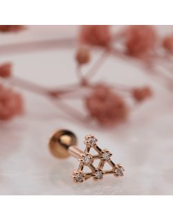 Mono auskaras - Trikampis. Piercing/Helix. Rausvas auksas, praba 585|Aukseja.lt