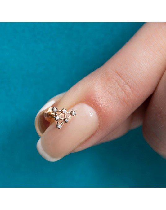 Mono auskaras - Trikampis. Piercing/Helix. Baltas auksas, praba 585|Aukseja.lt