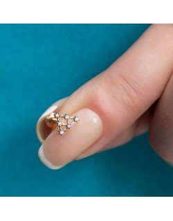 Mono auskaras - Trikampis. Piercing/Helix. Baltas auksas, praba 585|Aukseja.lt