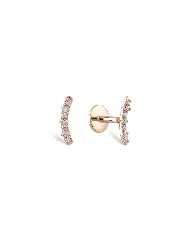 585 rausvo aukso mono piercing auskaras Lankelis su cirkoniais 8 × 1 mm | Aukseja.lt