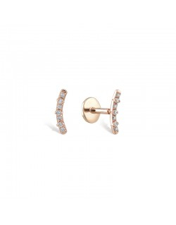 585 rausvo aukso mono piercing auskaras Lankelis su cirkoniais 8 × 1 mm | Aukseja.lt