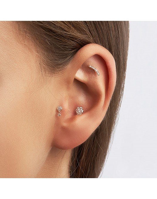 Mono auskaras - Lankelis su cirkoniais. Geltonas auksas, praba 585 | Aukseja.lt