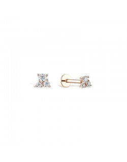 585 rausvo aukso mono piercing auskaras Trio su trimis cirkonio akutėmis 3 × 3 mm | Aukseja.lt