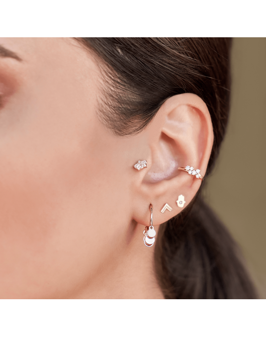 Mono auskaras - Klipsas (clip-on) kremzlei. Baltas auksas, praba 585 | Auskaras - Aukseja.lt