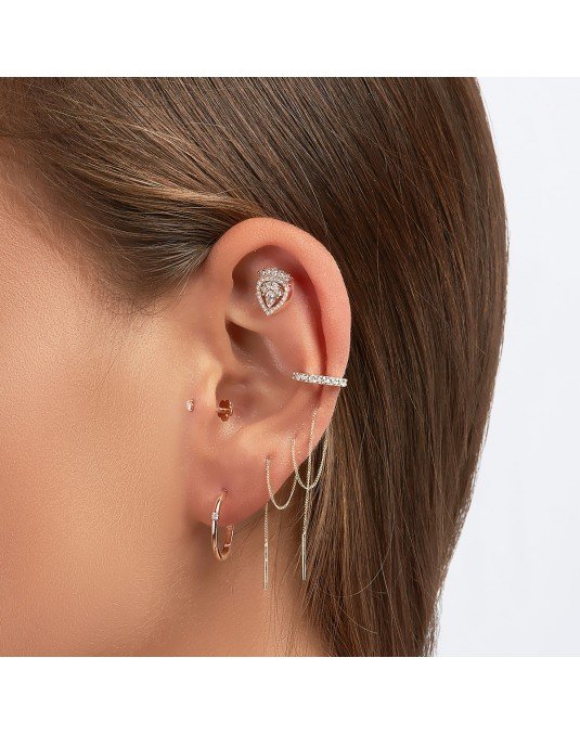 Mono auskaras - Lašo formos akutė. Baltas auksas, praba 585 | Aukseja.lt