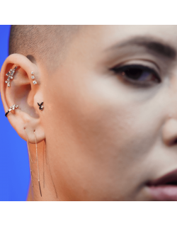 Mono auskaras - Klipsas (clip-on) kremzlei. Baltas auksas, praba 585 | Auskaras - Aukseja.lt