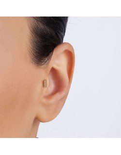 Mono auskaras - Stačiakampis su cirkoniais. Piercing/Helix/Tragus. Baltas auksas, praba 585 |Aukseja.lt