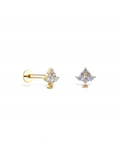 585 balto aukso mono piercing auskaras Vėduoklė su cirkoniais 5,5 × 5,5 mm | Aukseja.lt