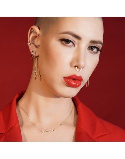 Mono auskaras - Rinkutė su cirkoniais. Rausvas auksas, praba 585 | Aukseja.lt