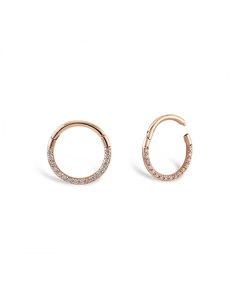 585 rausvo aukso mono piercing rinkutė su cirkoniais 8 mm | Aukseja.lt