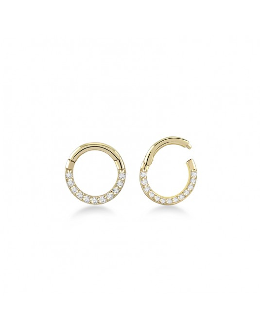 585 rausvo aukso mono piercing rinkutė su cirkoniais 8 mm | Aukseja.lt