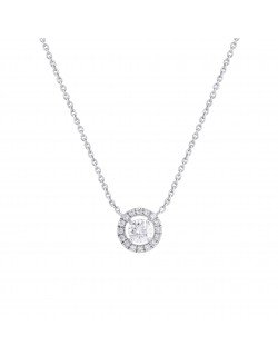 copy of Grandinėlė su pakabuku - Halo su natūraliais deimantais ir smaragdais. Baltas auksas