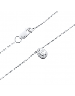 Grandinėlė su pakabuku - Halo lašo formos su natūraliais deimantais. Baltas auksas