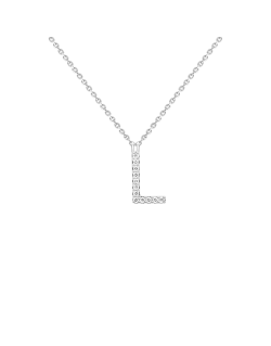 Grandinėlė su pakabuku - Raiė L su natūraliais deimantais. Baltas auksas | Aukseja.lt