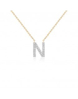 Grandinėlė su pakabuku - Raiė N su natūraliais deimantais. Rausvas auksas | Aukseja.lt