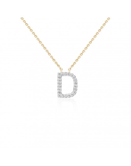 Grandinėlė su pakabuku - Raiė D su natūraliais deimantais. Rausvas auksas | Aukseja.lt