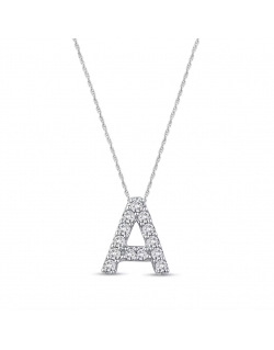 Grandinėlė su pakabuku - Raiė A su natūraliais deimantais. Baltas auksas | Aukseja.lt