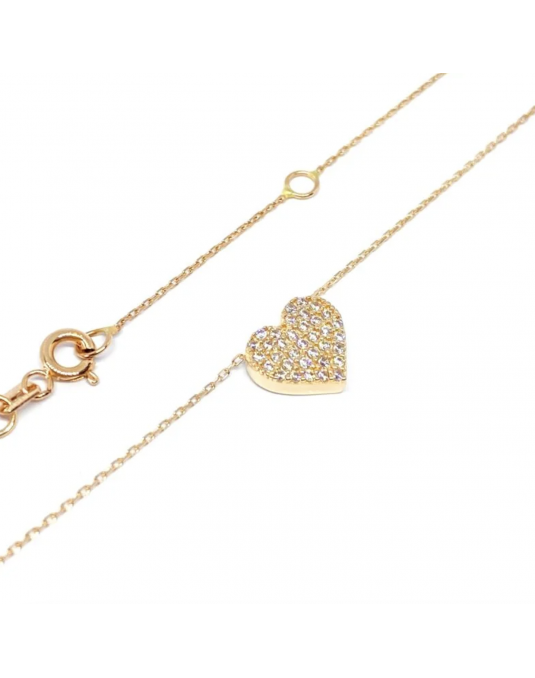 Grandinėlė su pakabuku "Širdelė". Rausvas auksas, praba 585. | Aukseja.lt