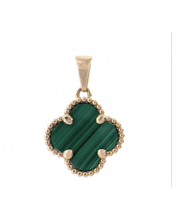 Pakabukas "Dobiliukas žalias". Rausvas auksas, praba 585. |Aukseja.lt