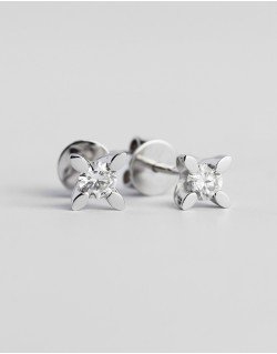 Balto aukso auksarai su deimantais - Akutės. Baltas auksas, praba 585 | Aukseja.lt