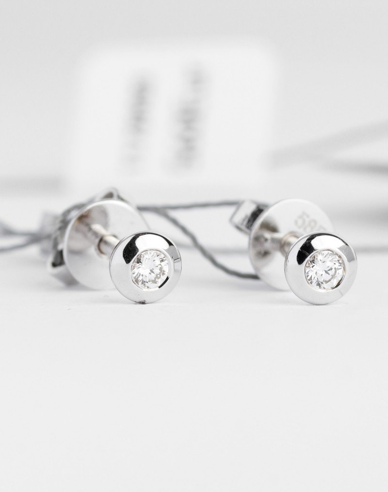 Balto aukso auksarai su deimantais - Akutės. Baltas auksas, praba 585 | Aukseja.lt