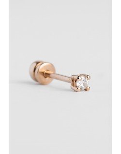 Mono auskaras - Akutė su deimantu. Rausvas auksas, praba 585