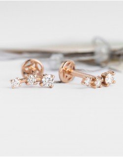 Mono auskaras su deimantais - Kometa. Rausvas auksas, praba 585 | Aukseja.lt