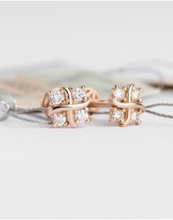 Mono auskaras su deimantais. Rausvas auksas, praba 585 | Aukseja.lt